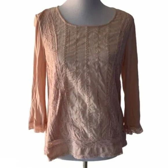 🆕 Cable & Gauge Pale Pink Boho Top size M - Picture 1 of 5